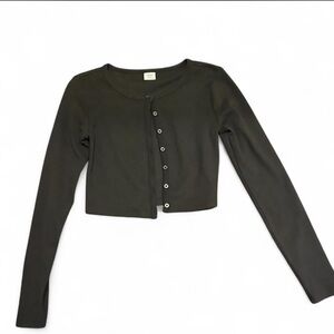 Sunday Best Black Button-Down Cropped Cardigan Sweater